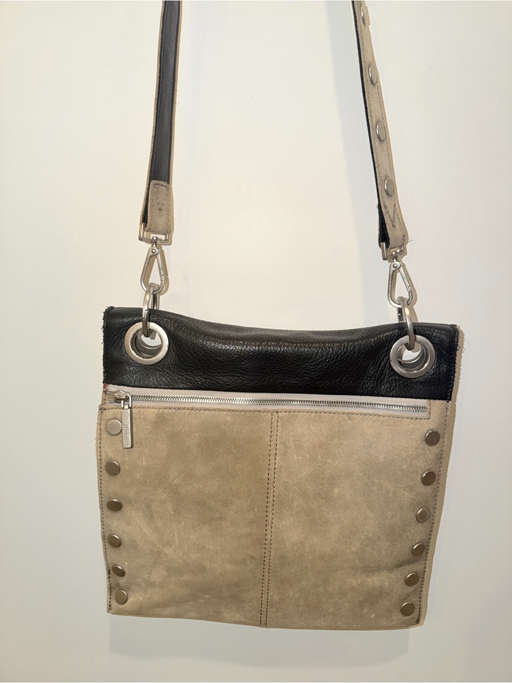 Hammitt LA Montana Black Leather Tan Suede Large Reversible Crossbody Bag - Picture 10 of 16